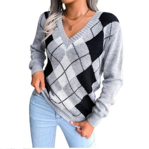 Oversized Gray Argyle Sweater! NWOT!